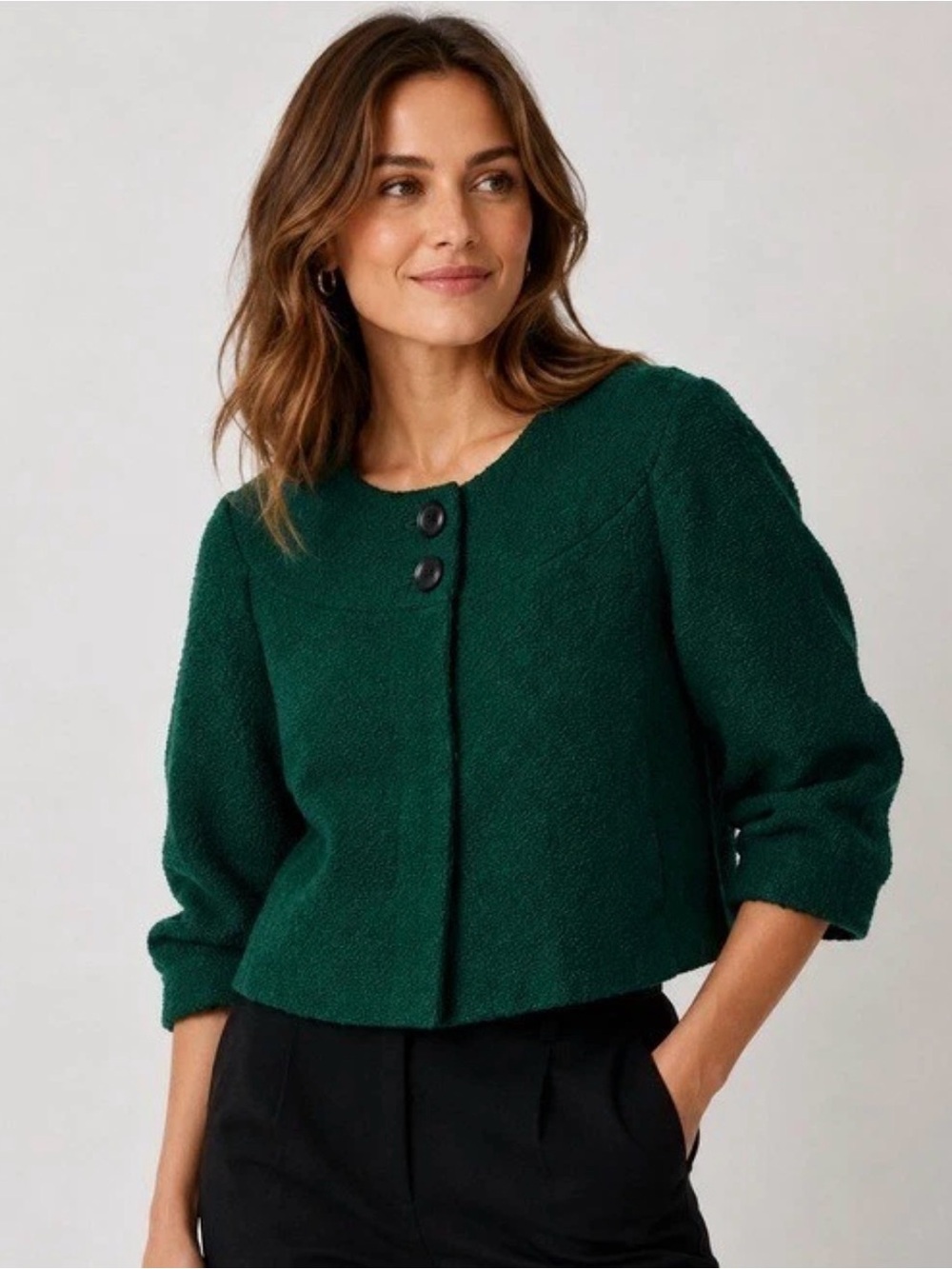 Vintage Banana Republic Green Cape Style Wool Jacket with Pockets - size 10